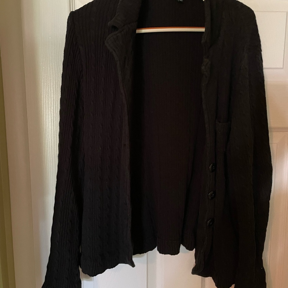Black collared button down sweater